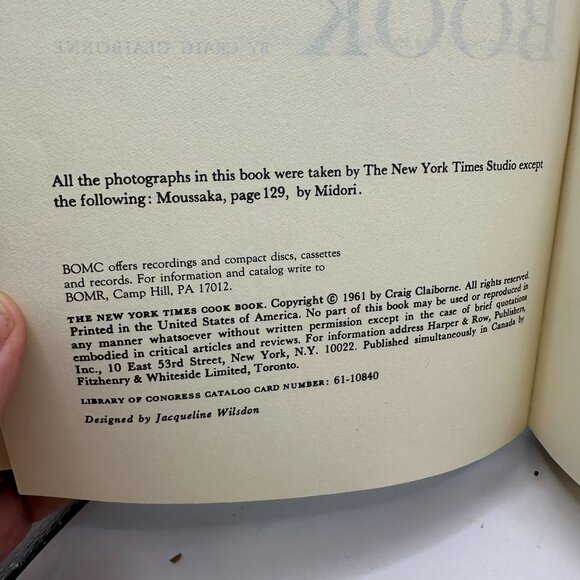 The New York Times Cook Book By Craig Claiborne 1961 Harper & Row First Edition - Picture 6 of 6